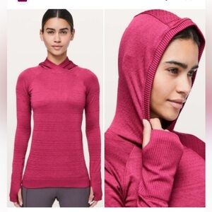 Lululemon Rest Less Hoodie Violet Red Size 4With Thumbholes Seamless Stretch